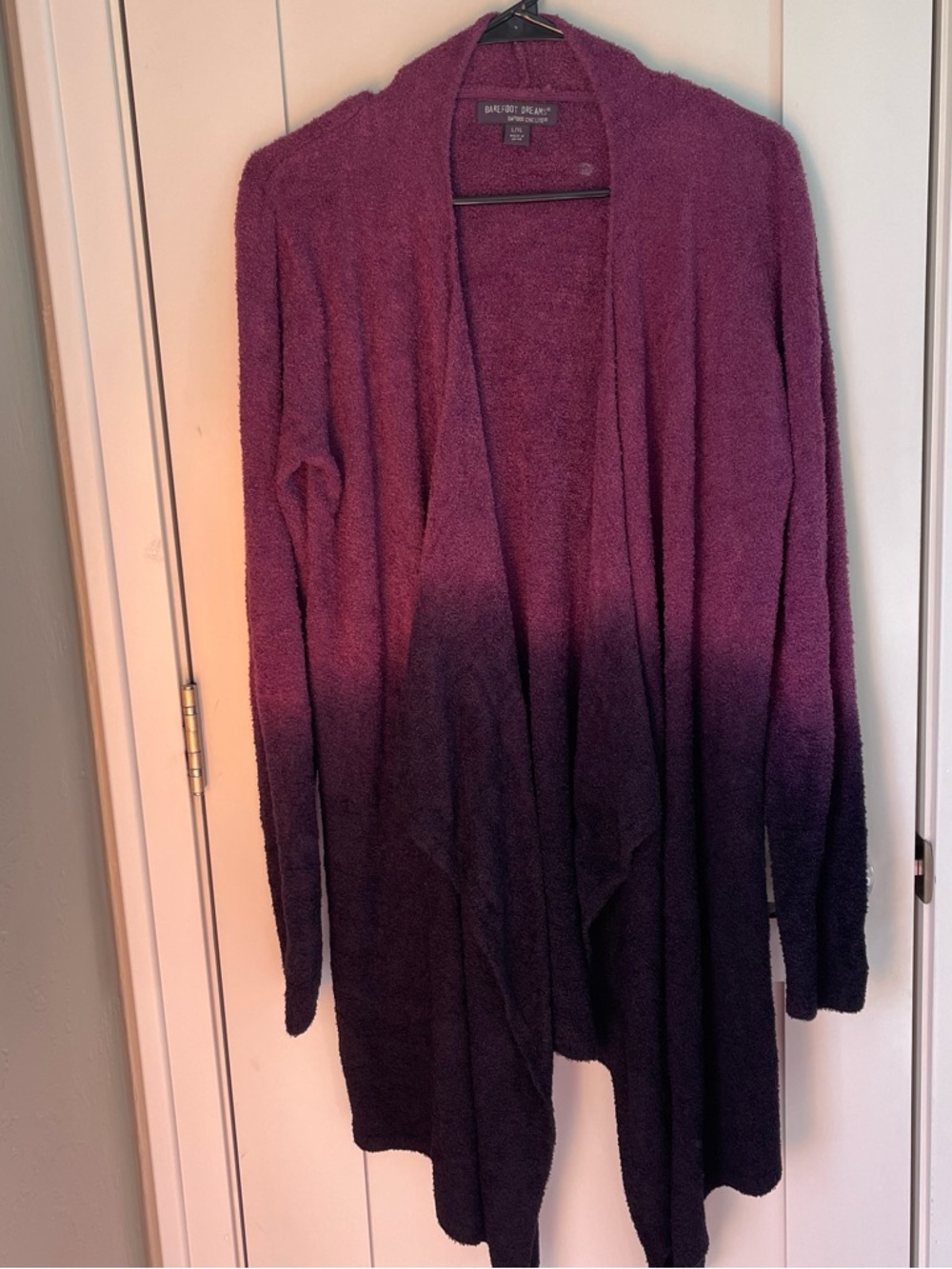 Barefoot Dreams CozyChic Lite Calypso Wrap Cardigan Sweater Purple L/XL Ombré